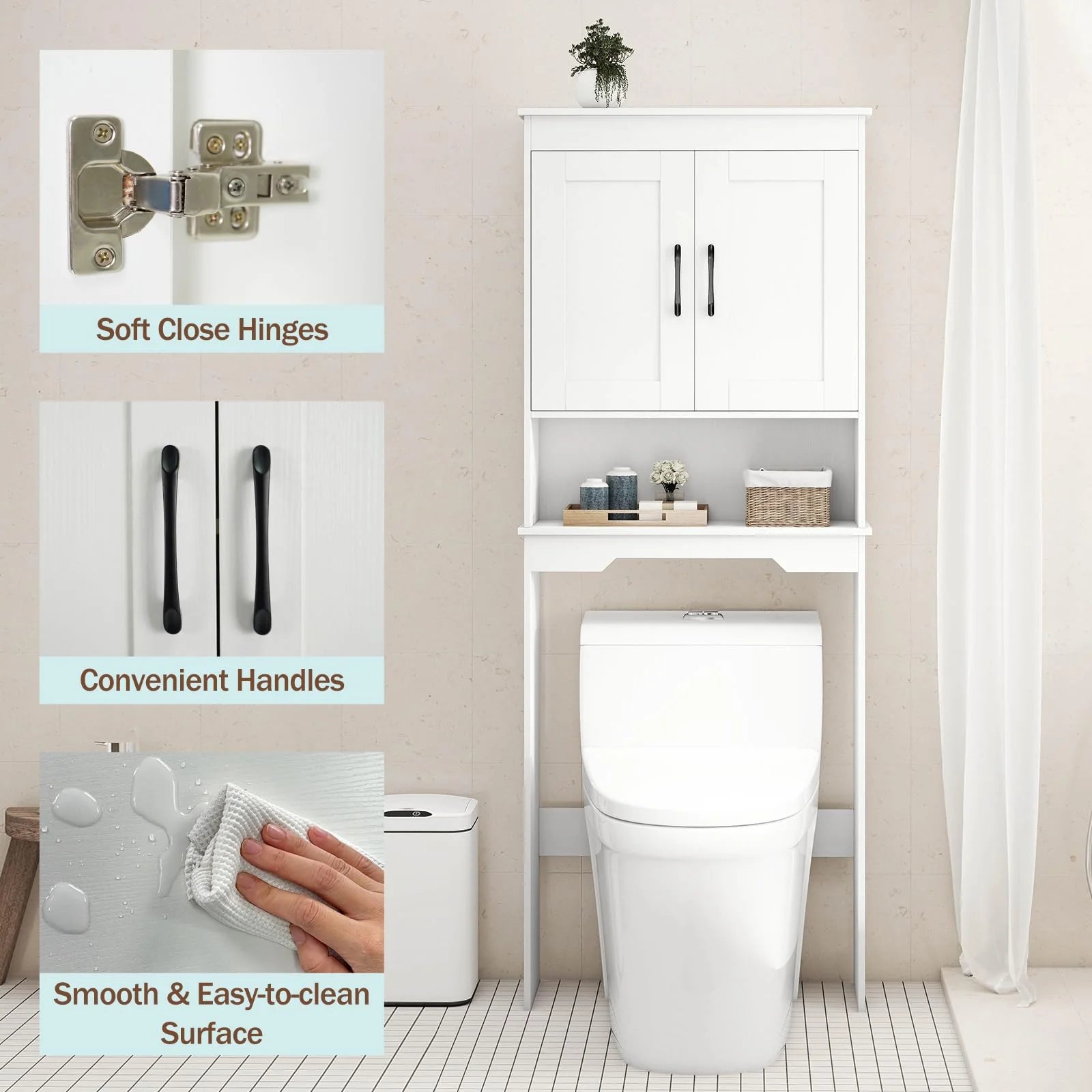 Tangkula Over Toilet Space Saver Bathroom Organizer with Storage Cabinet - Product image 7
