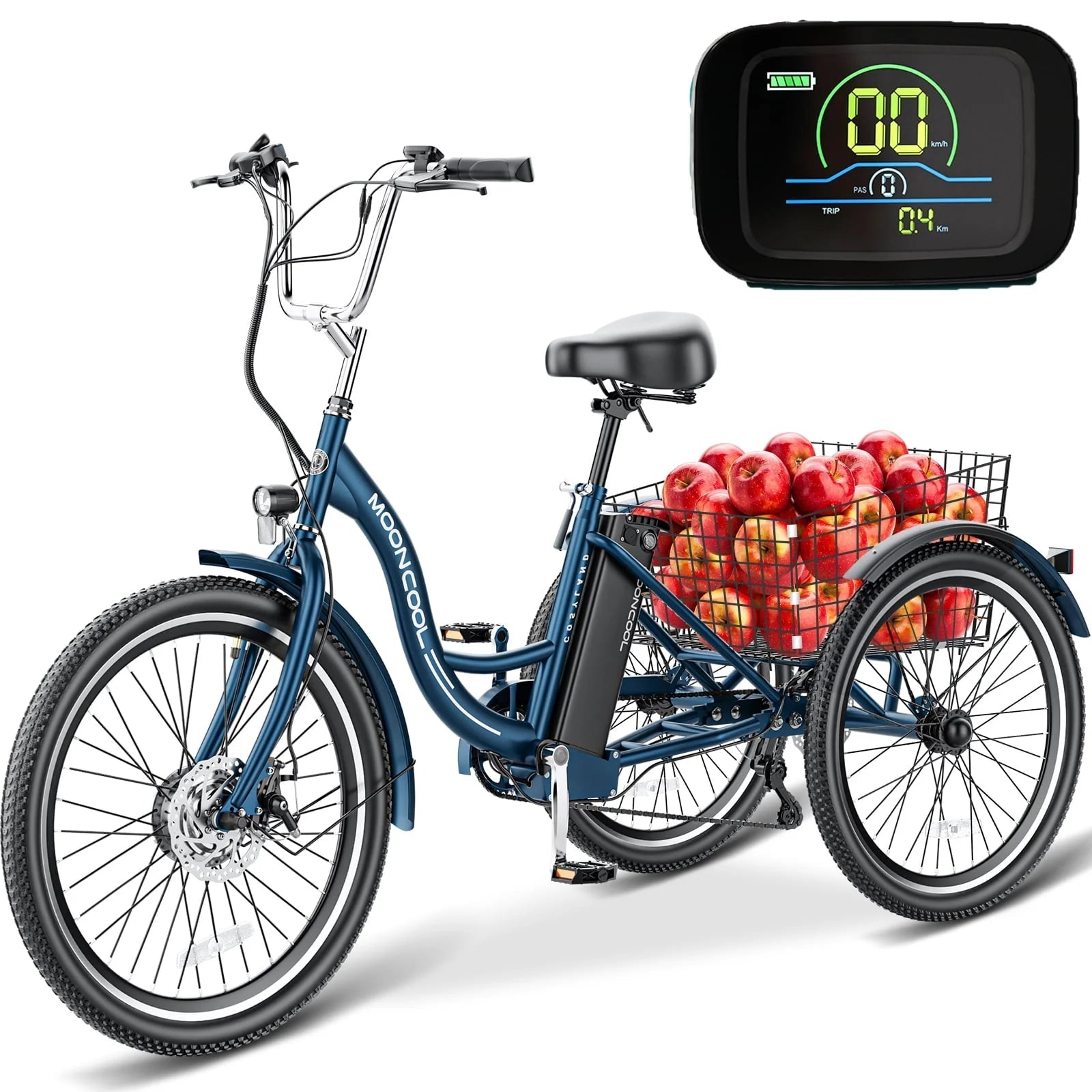 Lilypelle Electric Tricycle, 3 Wheel Motorized Bicycle, with 350W Motor 36V 10.4AH Lithium Battery UL - Product image 1