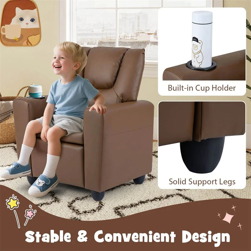 Kids Recliner Chair with Cup Holder & Side Pocket, Adjustable Toddler Lounge Sofa - Product image 45