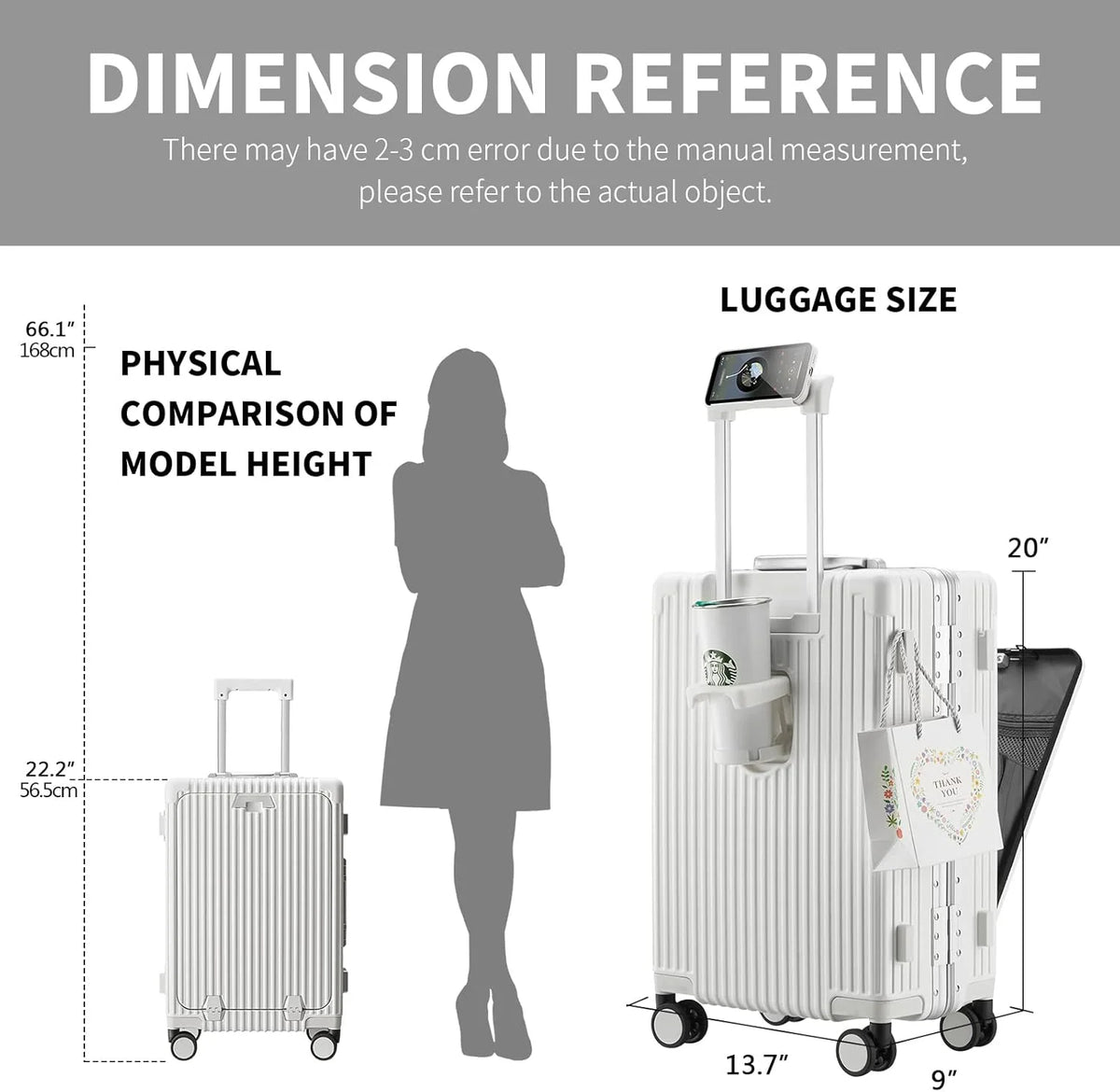 Carry - on Luggage with USB Charging Port, Front Compartment, TSA Lock - Product image 12