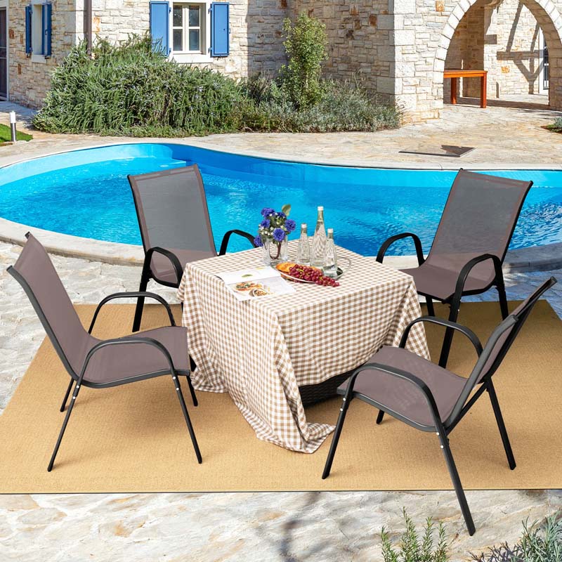 Set of 4 Outdoor Stackable Dining Chairs with Breathable Fabric, All Weather Patio Dining Chairs - Product image 21