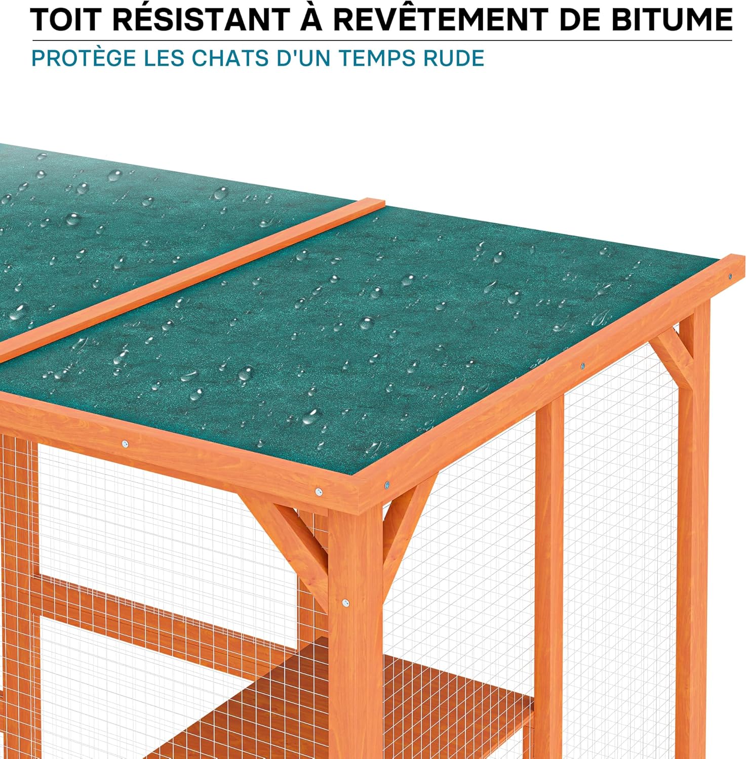 Wiltec Outdoor enclosure – 168 x 82 x 166.5 cm – made of fir wood and with mesh – weather-resistant cat playpen – with 6 rest areas – felines