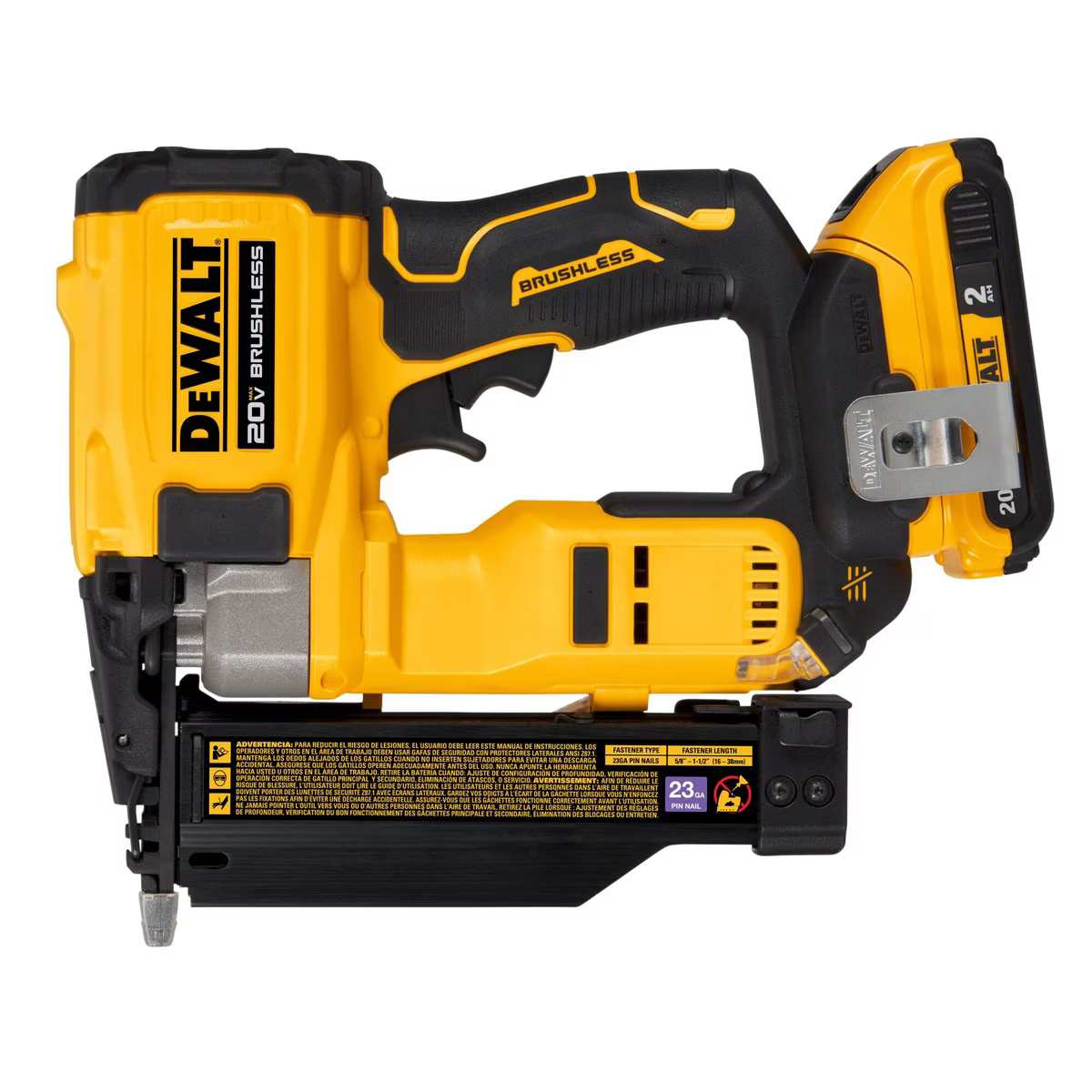 Dewalt DCN623D1 20 - Volt MAX Atomic Compact Cordless Pin Nailer Kit, Brushless Motor, 23 Gauge, Battery - Product image 2