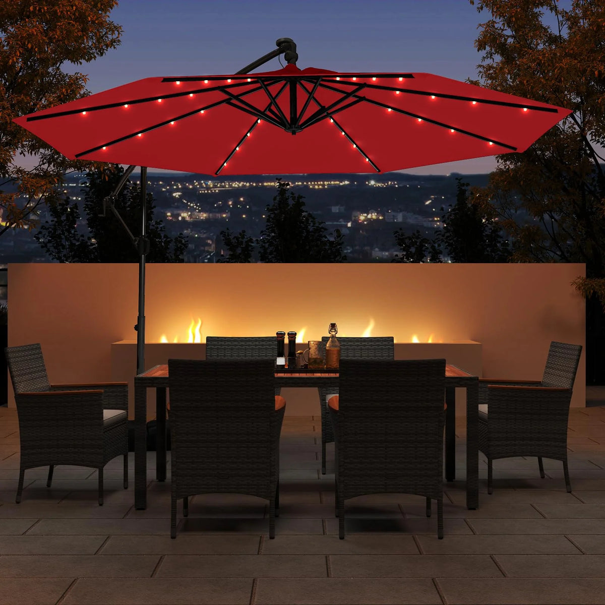 Tangkula 10ft Solar Patio Umbrella with Base Included - Product image 2