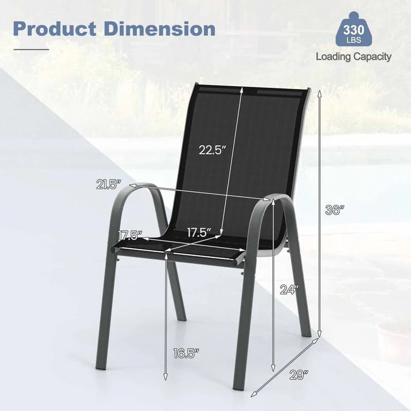Set of 4 Outdoor Stackable Dining Chairs with Breathable Fabric, All Weather Patio Dining Chairs - Product image 36