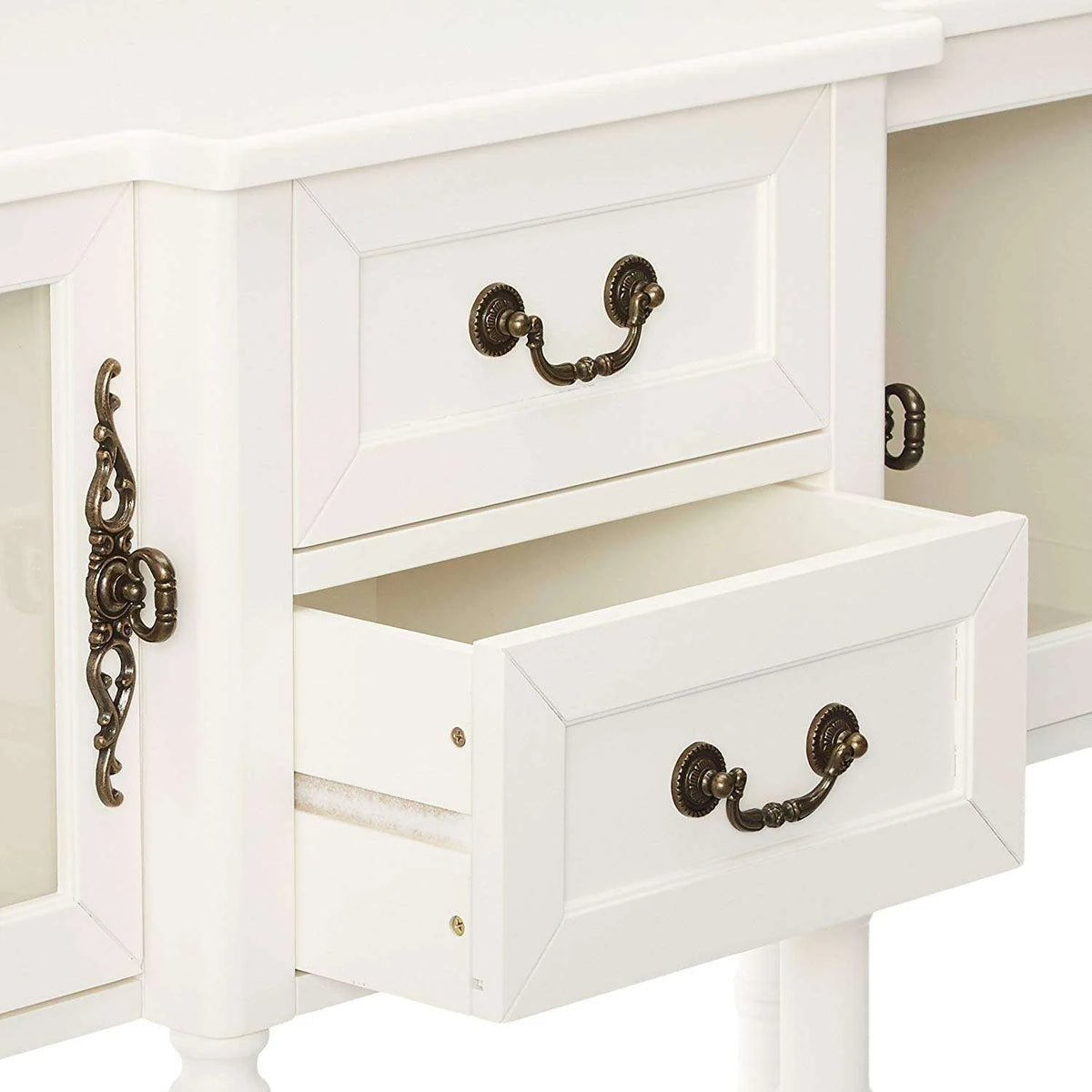 Kings Brand Furniture Wood Buffet Sideboard Cabinet Console Table, Cream White - Product image 5