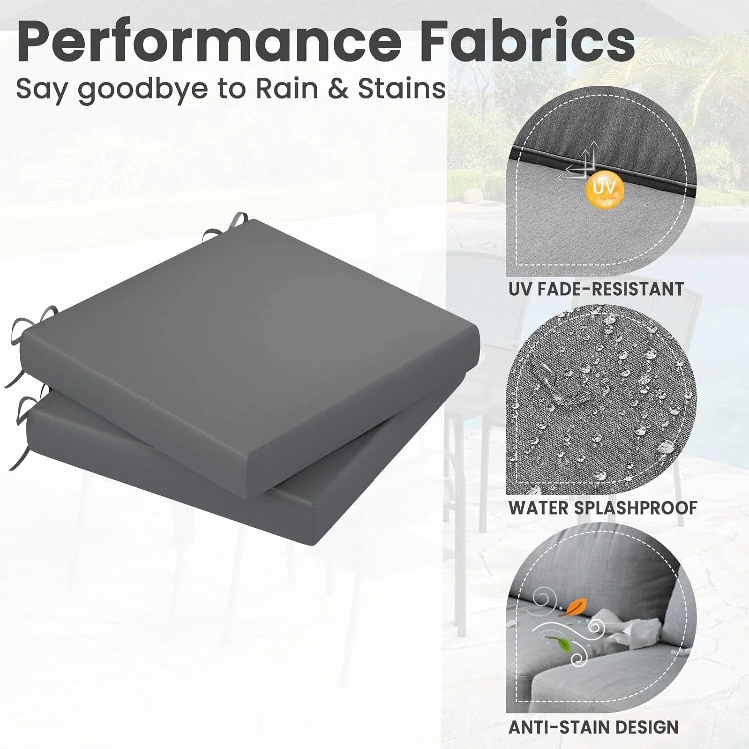 AECOJOY Outdoor Chair Cushions, 19 x 19 x 3 Inch Seat Cushions for Patio Furniture - Product image 3