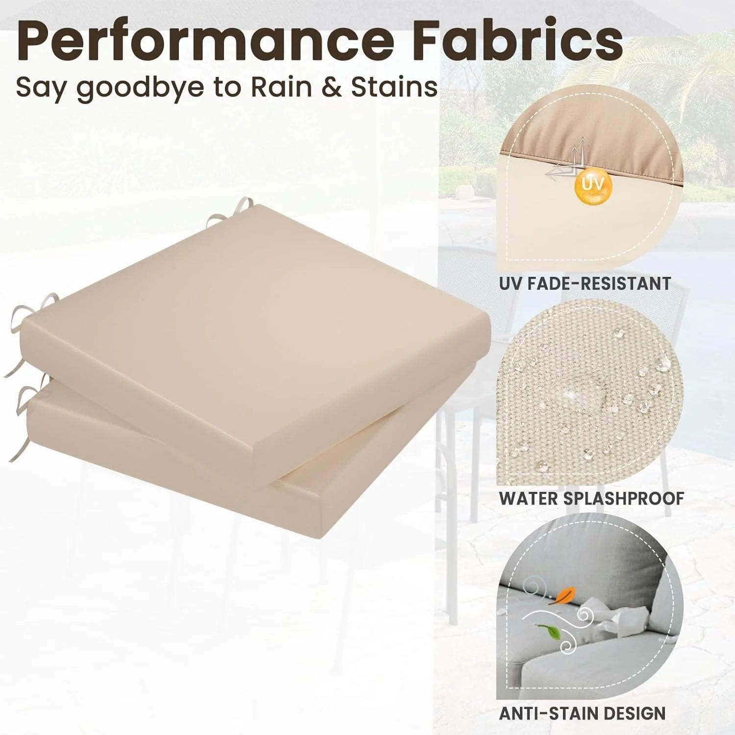 AECOJOY Outdoor Chair Cushions, 19 x 19 x 3 Inch Seat Cushions for Patio Furniture - Product image 12