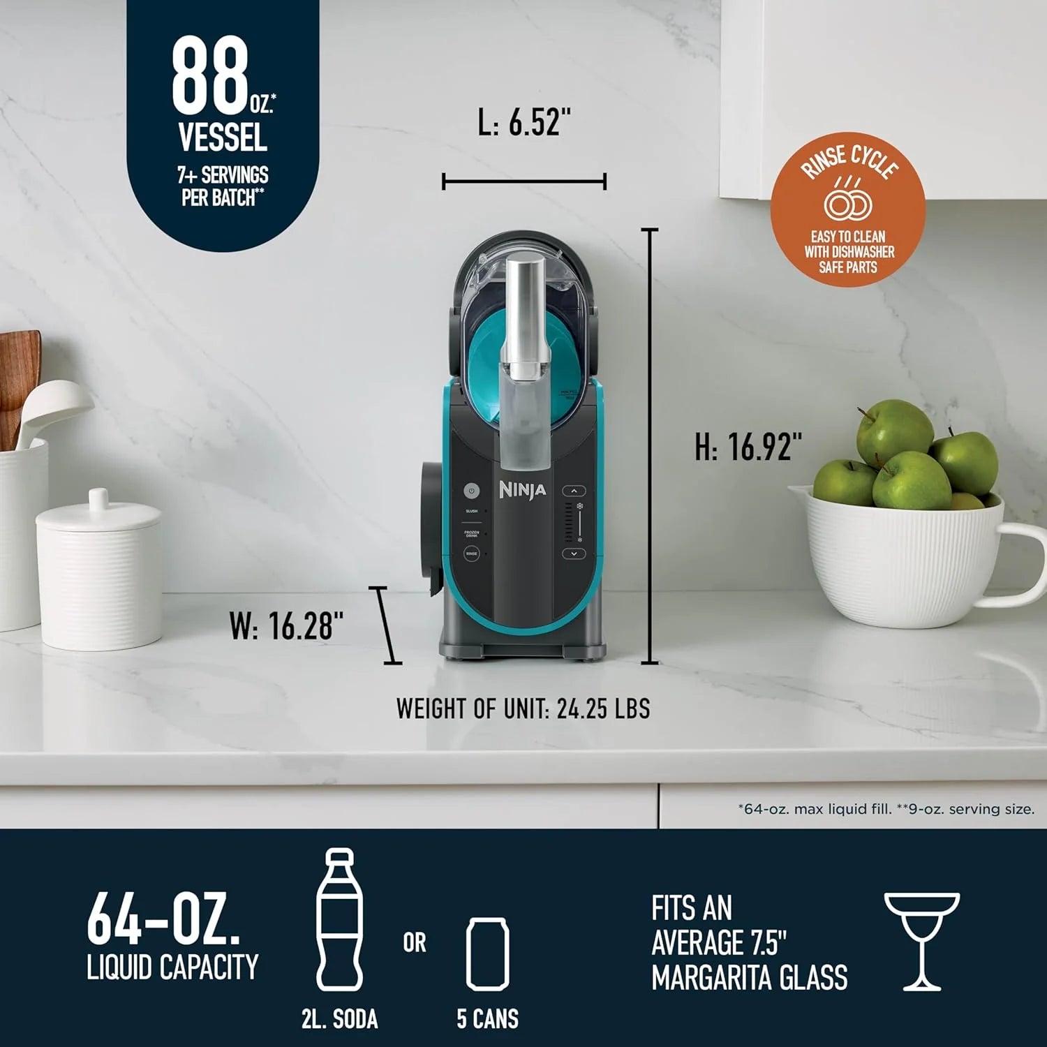 SLUSHi with RapidChill Technology, 88 oz. Frozen Drink & Slushie Machine, 5 Preset Programs, Margaritas - Product image 17