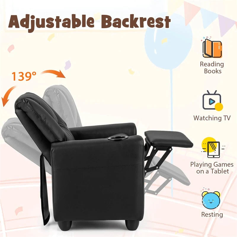 Kids Recliner Chair with Cup Holder & Side Pocket, Adjustable Toddler Lounge Sofa - Product image 15