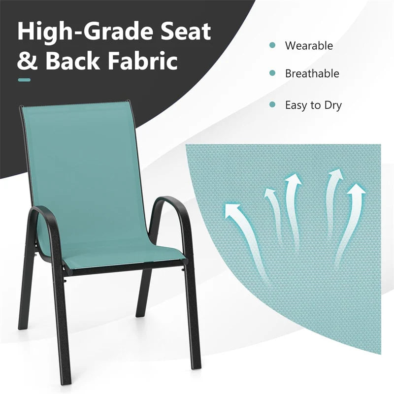 Set of 4 Outdoor Stackable Dining Chairs with Breathable Fabric, All Weather Patio Dining Chairs - Product image 40
