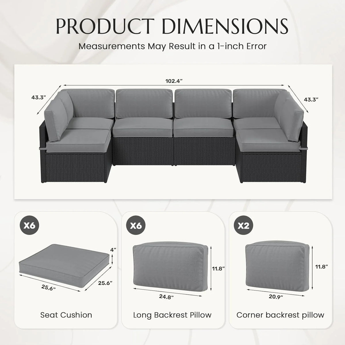 AECOJOY Outdoor Cushions for Patio Furniture 14PCS Outdoor Cushion Covers Replacement Washable with Zipper - Product image 7