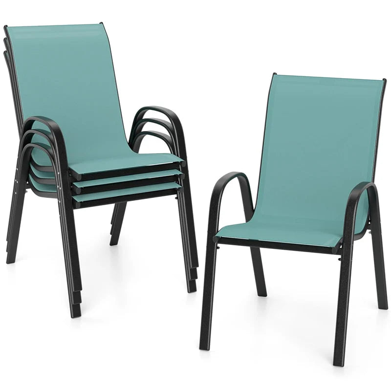 Set of 4 Outdoor Stackable Dining Chairs with Breathable Fabric, All Weather Patio Dining Chairs - Product image 37