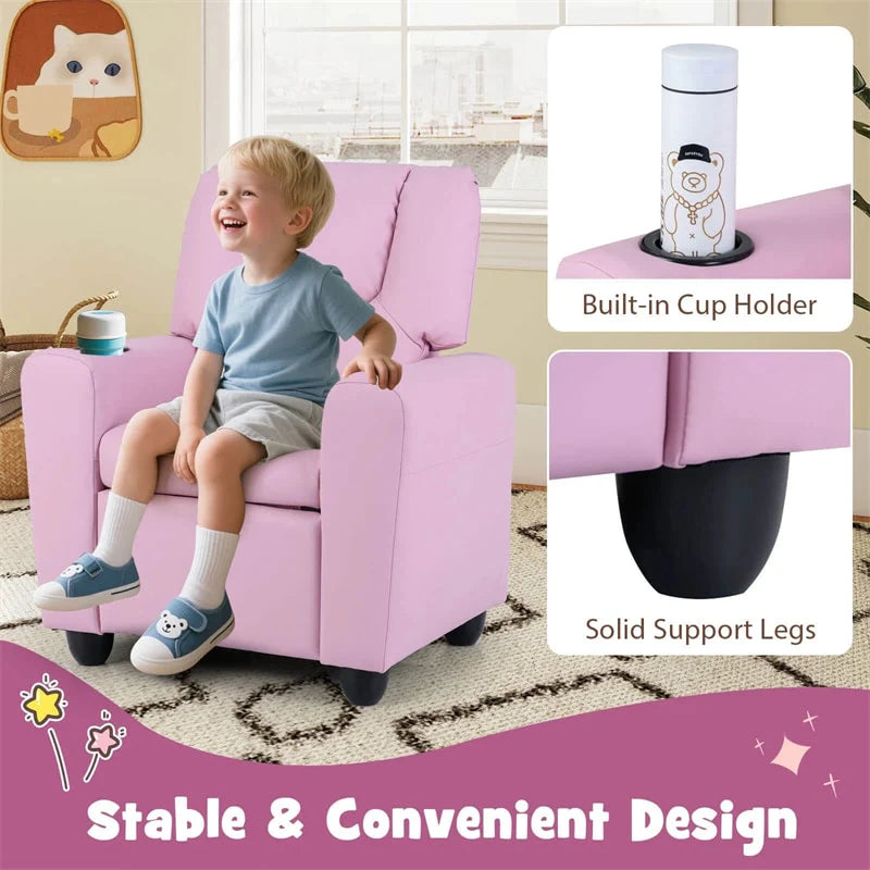 Kids Recliner Chair with Cup Holder & Side Pocket, Adjustable Toddler Lounge Sofa - Product image 9