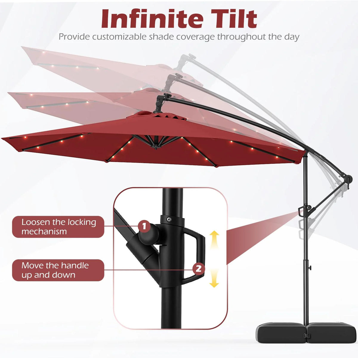 Tangkula 10ft Solar Patio Umbrella with Base Included - Product image 4