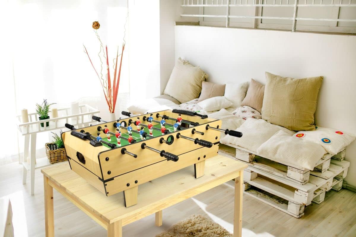 Leomark Table Football Table 4 in 1 Multifunctional Football Game, Billiards, Tenis, Hockey Foosball, Table Football Wooden Table Football Game Small Size Universal