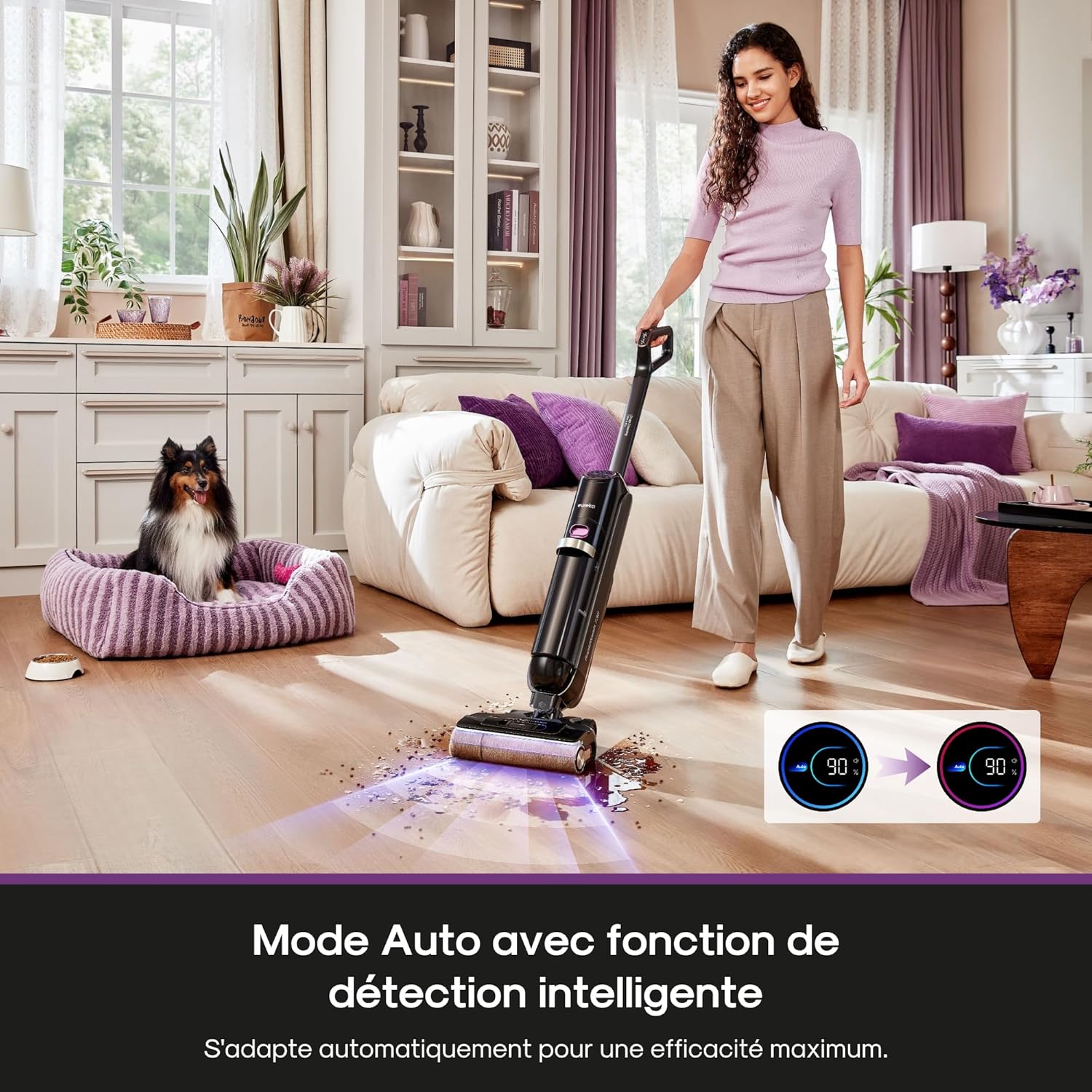 EUREKA RapidWash NEW730 Cordless Vacuum Cleaner, 21600 Pa Suction, 85°C Hot Water Wash, 5 Minutes Hot Air Drying, Anti Tangle 2.0, Flat Design, 40 Mins Uninterrupted Battery Life