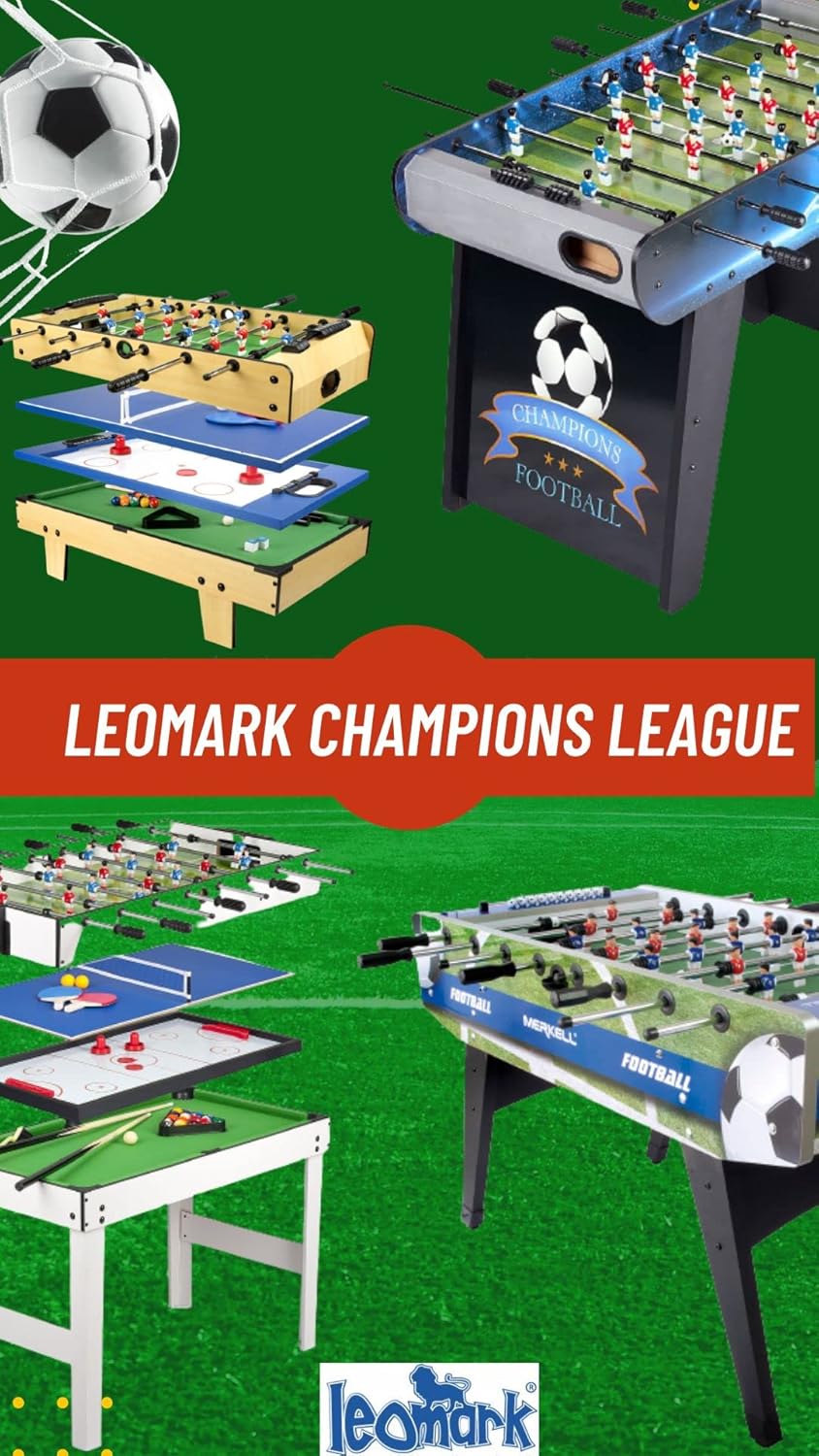 Leomark Table Football Table 4 in 1 Multifunctional Football Game, Billiards, Tenis, Hockey Foosball, Table Football Wooden Table Football Game Small Size Universal