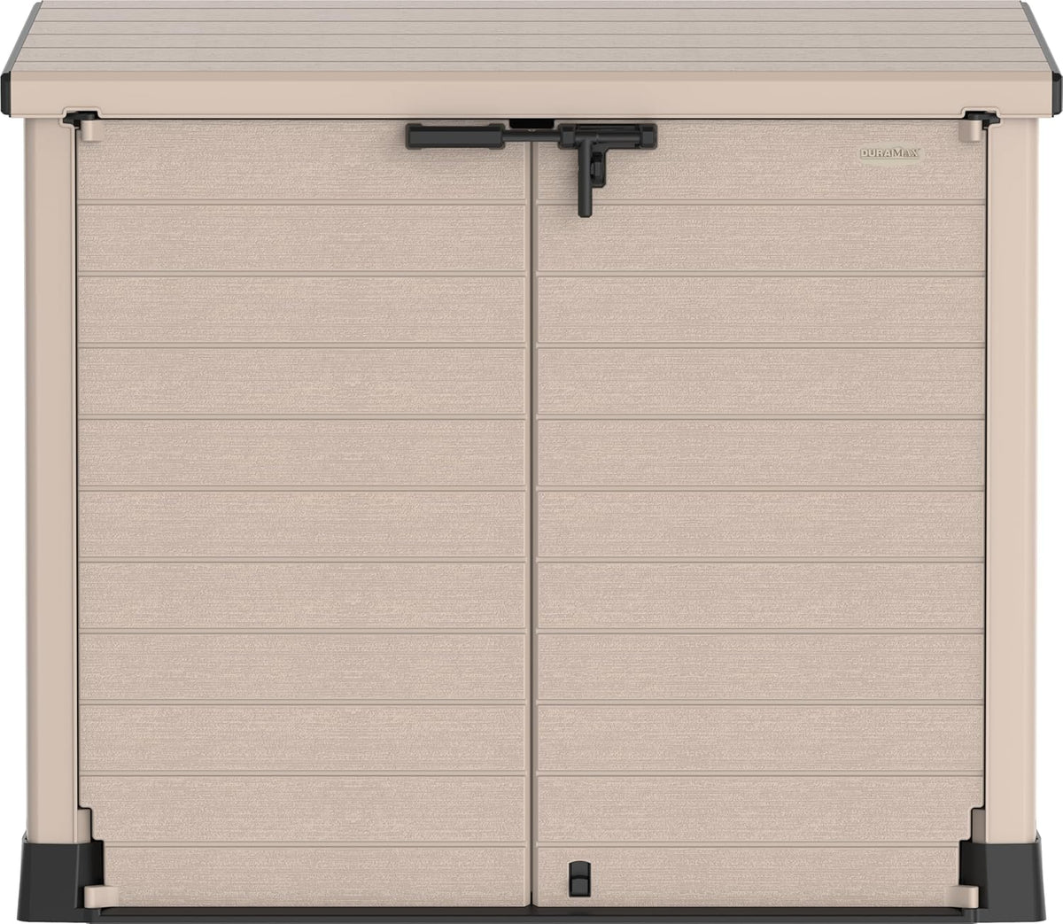 Duramax StoreAway 1200L Plastic Garden Shed/ Flat Lid,Outdoor Storage Shed,Wheelie Bin Hideaways,Wheelie bin box,Durable Construction,Ideal for Bikes,BBQs & 2x 240L Bins,145x85x125 cm,Brown