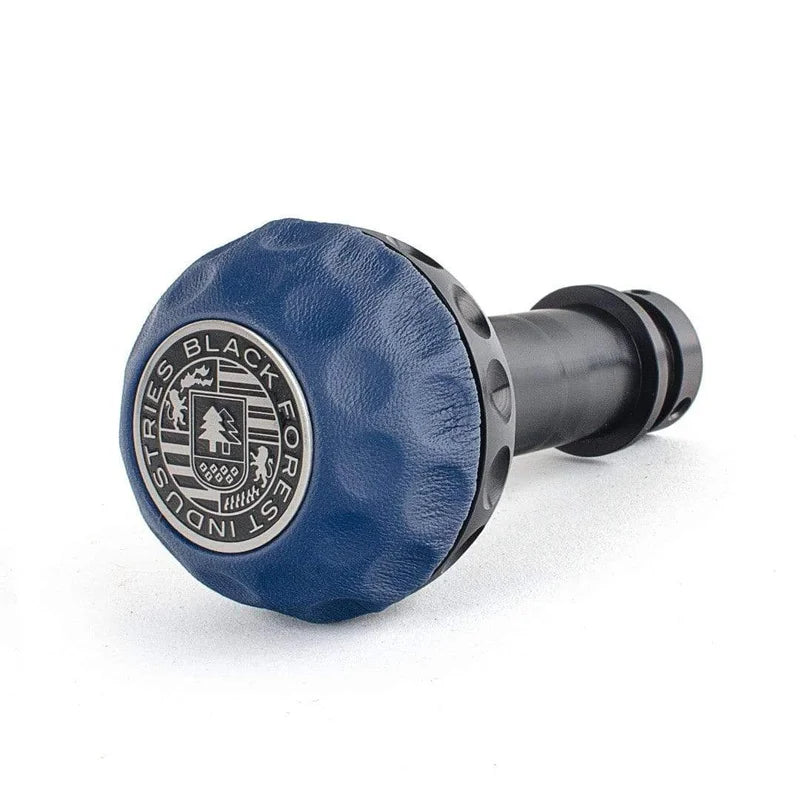 BFI Heavy Weight Shift Knob Schwarz - Maritime Blue Leather - Golf Ball (VW/Audi Fitment)