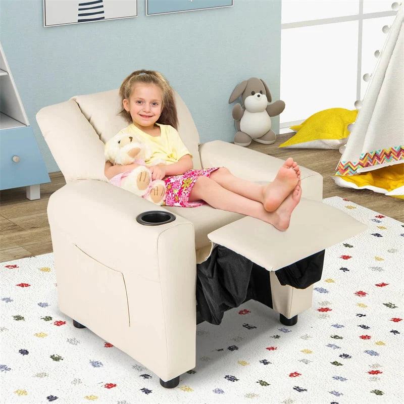 Kids Recliner Chair with Cup Holder & Side Pocket, Adjustable Toddler Lounge Sofa - Product image 36