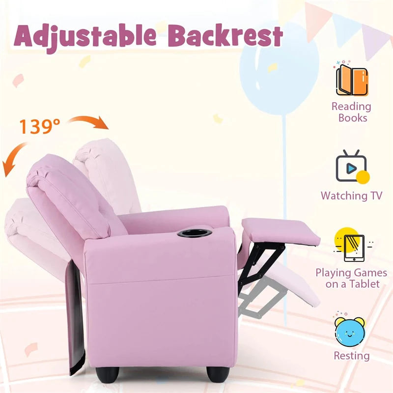 Kids Recliner Chair with Cup Holder & Side Pocket, Adjustable Toddler Lounge Sofa - Product image 7