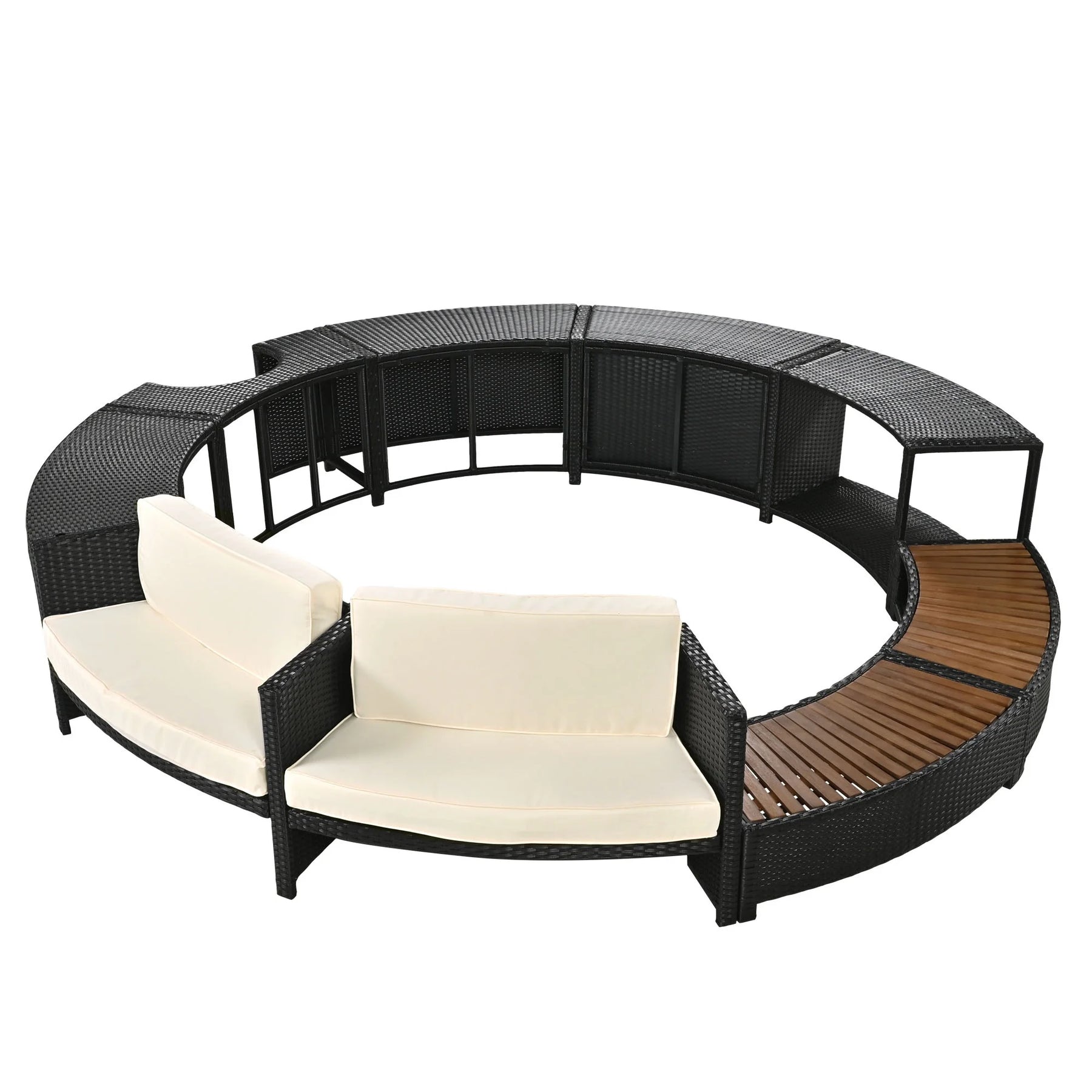 Round Hot Tub Surround Furniture, Spa Surround Outdoor Rattan Sectional Sofa Set with Mini Sofa - Product image 29
