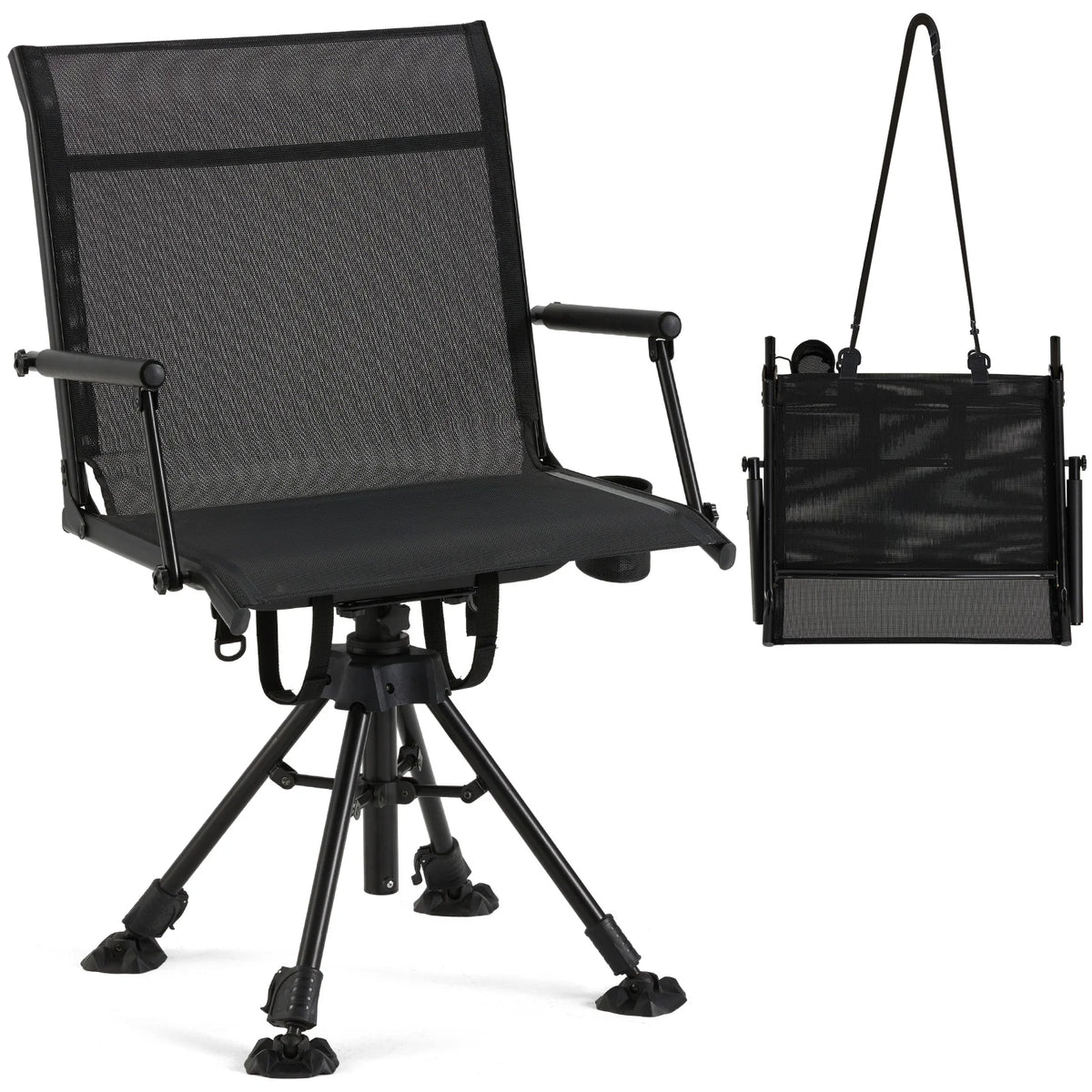 AECOJOY No Cushion Hunting Chair, Durable Metal Frame, Silent Swivel for Outdoor Shooting & Fishing - Product image 1