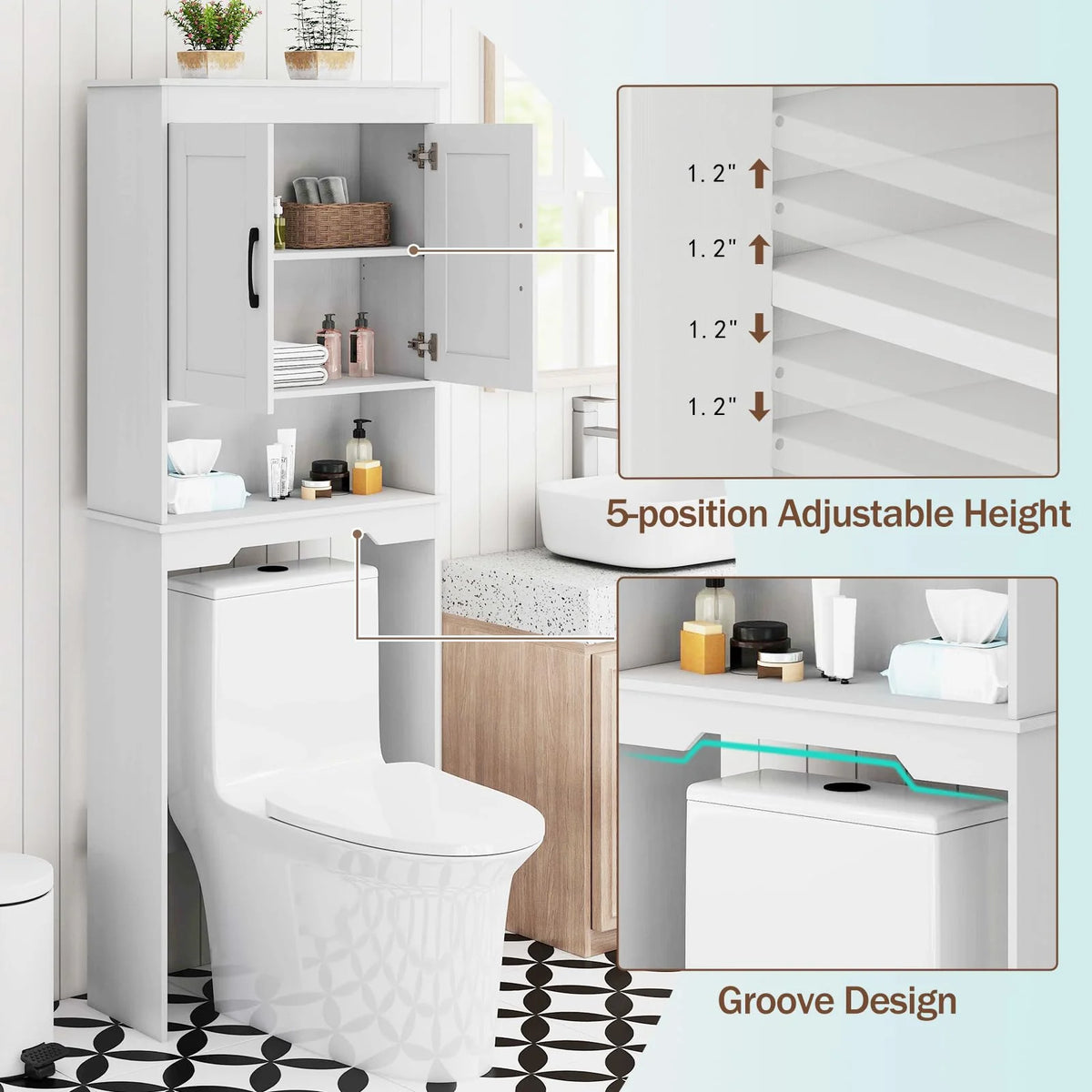 Tangkula Over Toilet Space Saver Bathroom Organizer with Storage Cabinet - Product image 5