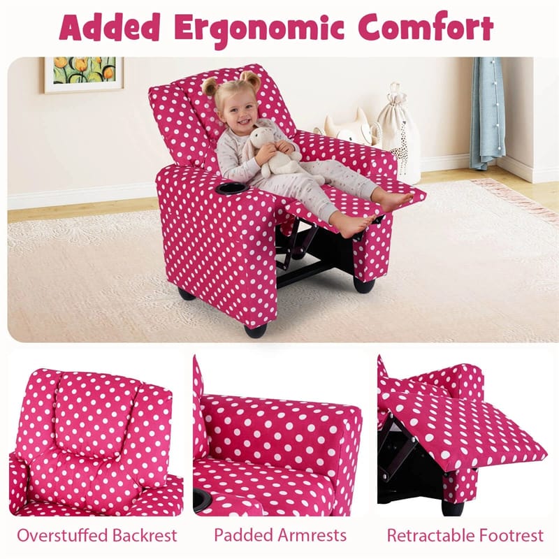 Kids Recliner Chair with Cup Holder & Side Pocket, Adjustable Toddler Lounge Sofa - Product image 75