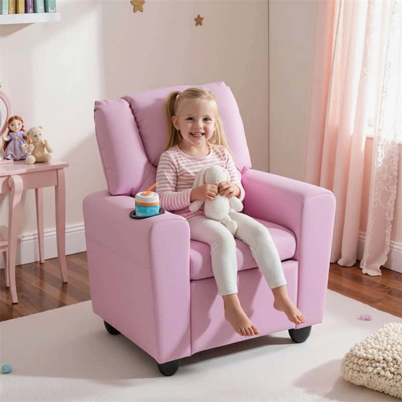 Kids Recliner Chair with Cup Holder & Side Pocket, Adjustable Toddler Lounge Sofa - Product image 3