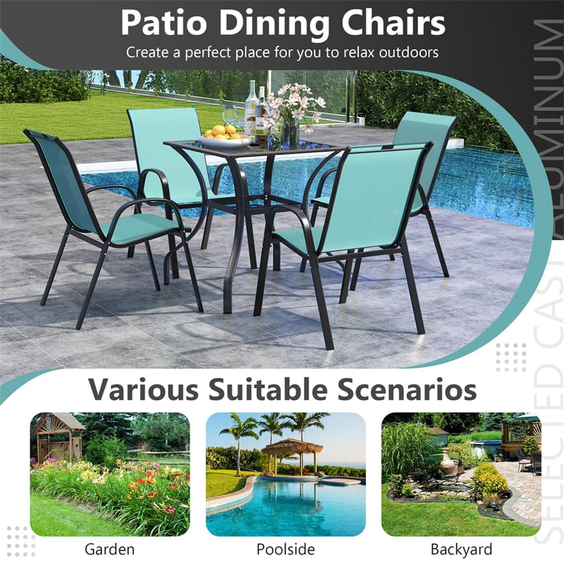Set of 4 Outdoor Stackable Dining Chairs with Breathable Fabric, All Weather Patio Dining Chairs - Product image 44