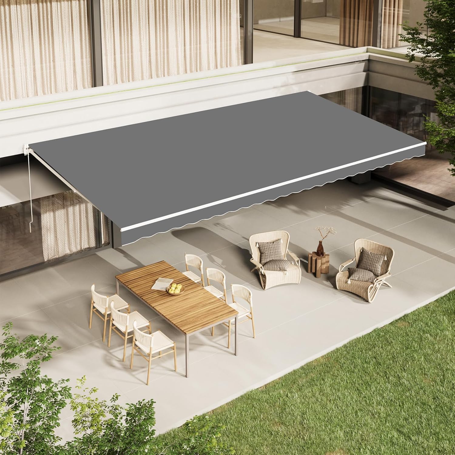 AECOJOY 16'x10' Manual Retractable Awning Sun Shade, Patio Awning Canopy - Product image 5