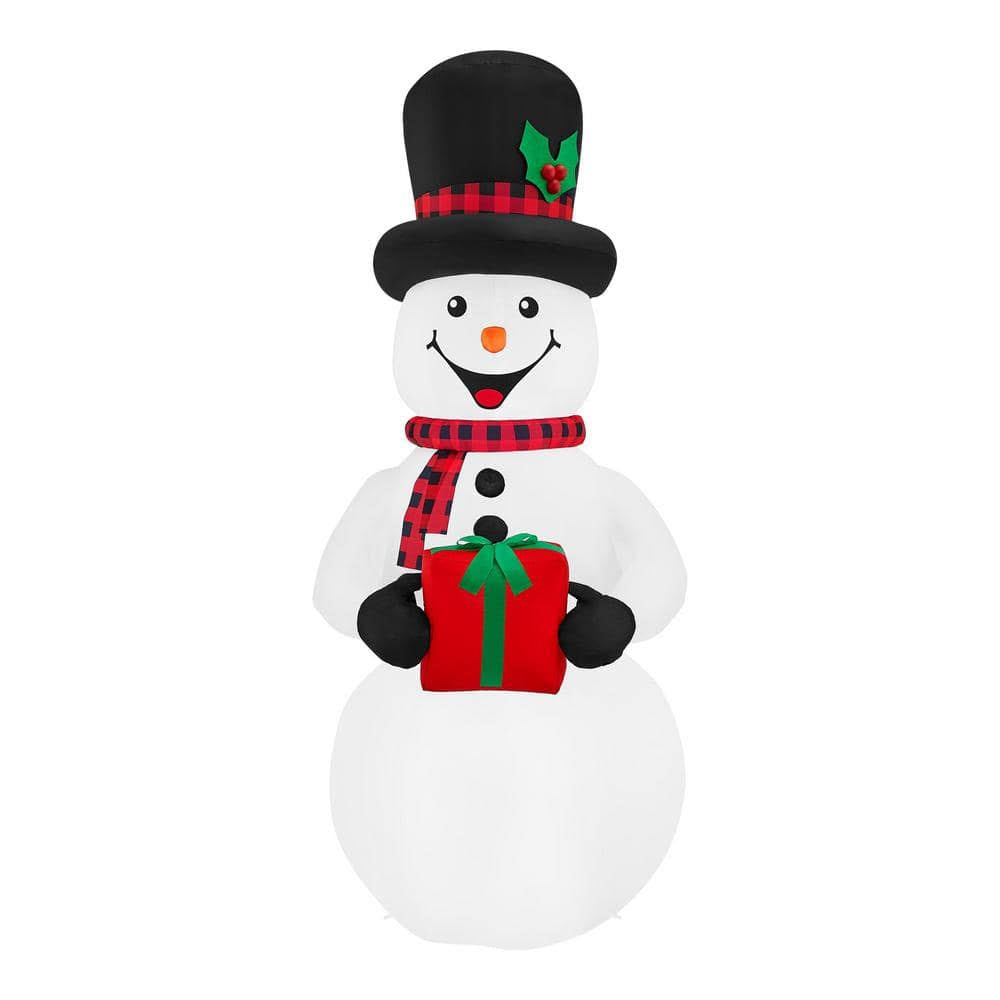 Home Accents Holiday 6.5 ft. Snowman with Present Holiday Inflatable - Product image 1