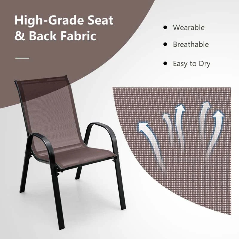 Set of 4 Outdoor Stackable Dining Chairs with Breathable Fabric, All Weather Patio Dining Chairs - Product image 26