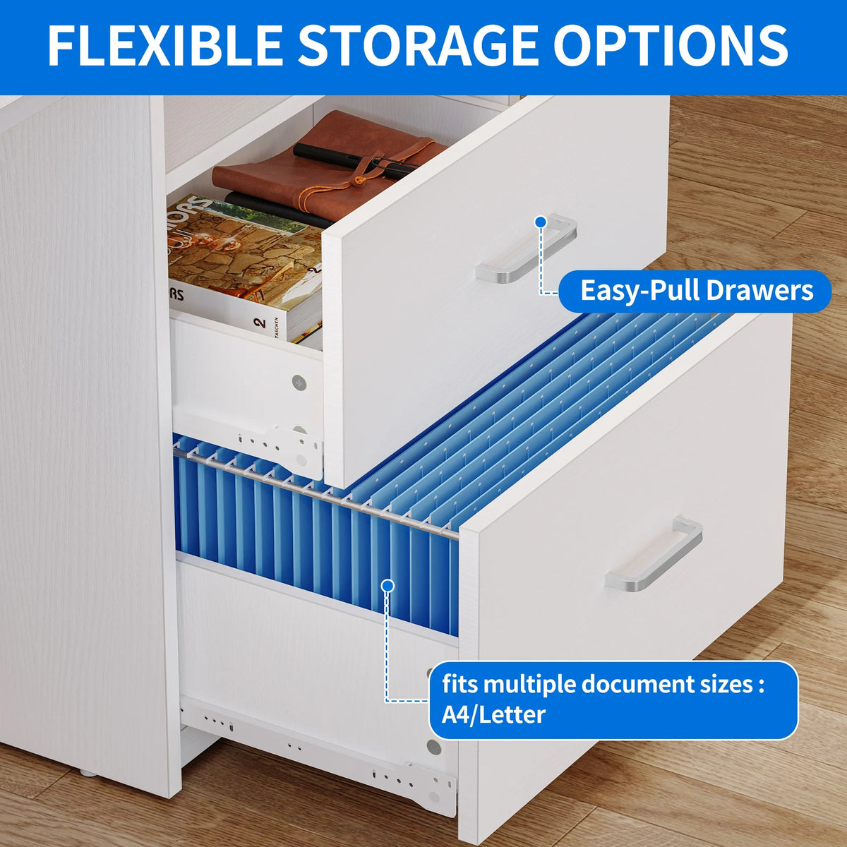 Dextrus 47 in Computer Desk with Storage Drawers & LED Light, Office Desk with Monitor Stand & Power - Product image 16