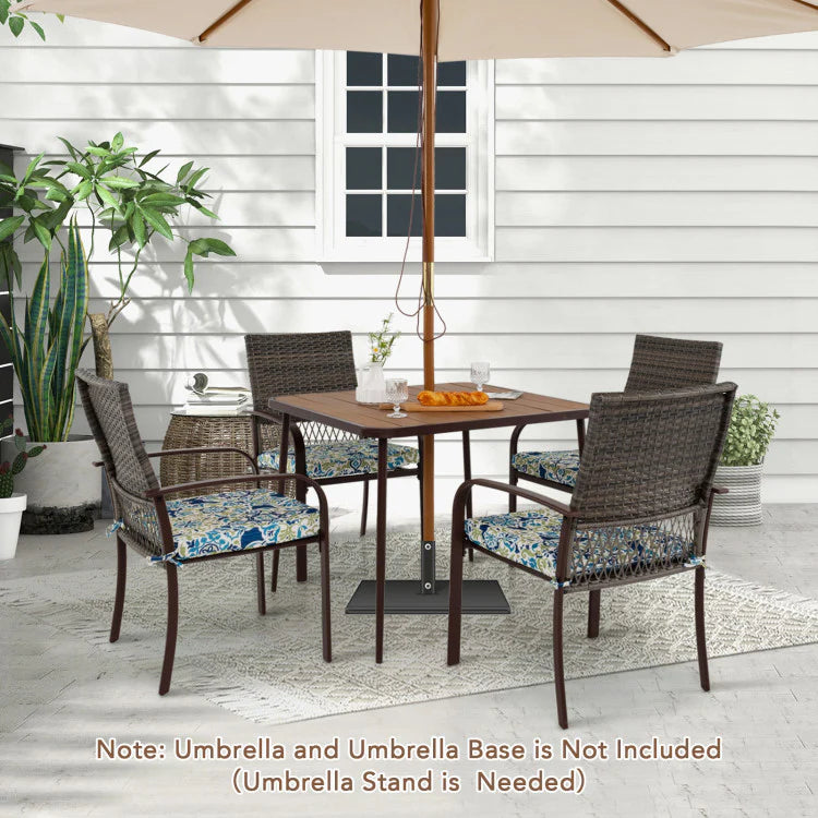 5 Pieces Patio Dining Set, 4 Cushioned Rattan Armchairs & Square Table with Wood-Plastic Tabletop & - Product image 7