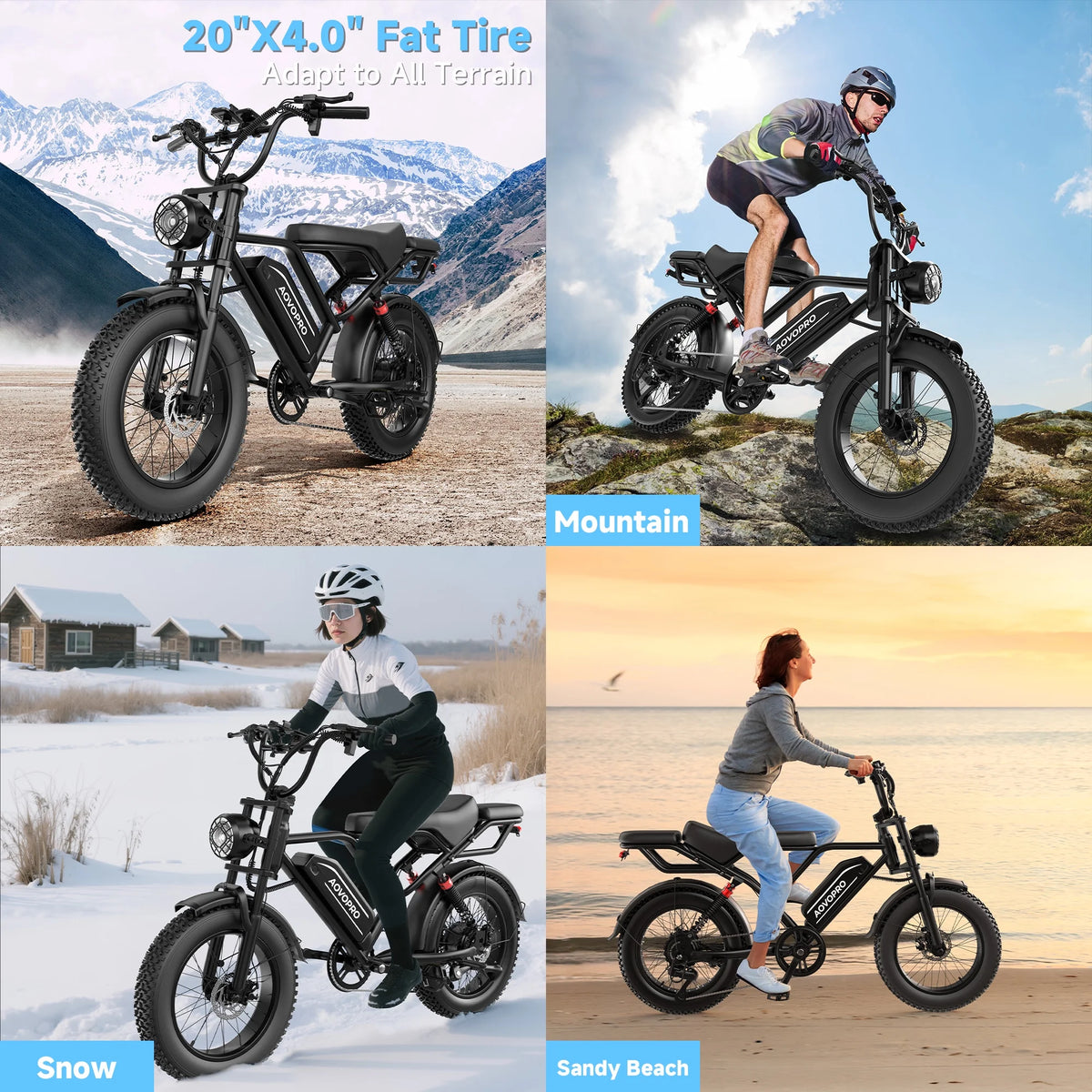 AOVOPRO AP20 Electric Bike for Adults 20 X 4.0 Fat Tire, 750W Off - Road E Bike, E - Product image 5