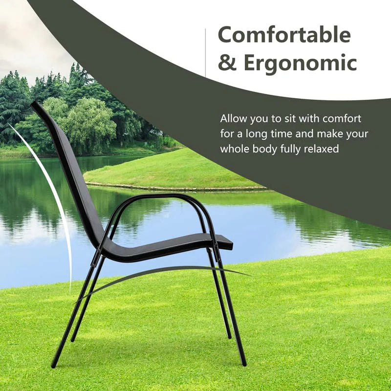 Set of 4 Outdoor Stackable Dining Chairs with Breathable Fabric, All Weather Patio Dining Chairs - Product image 6