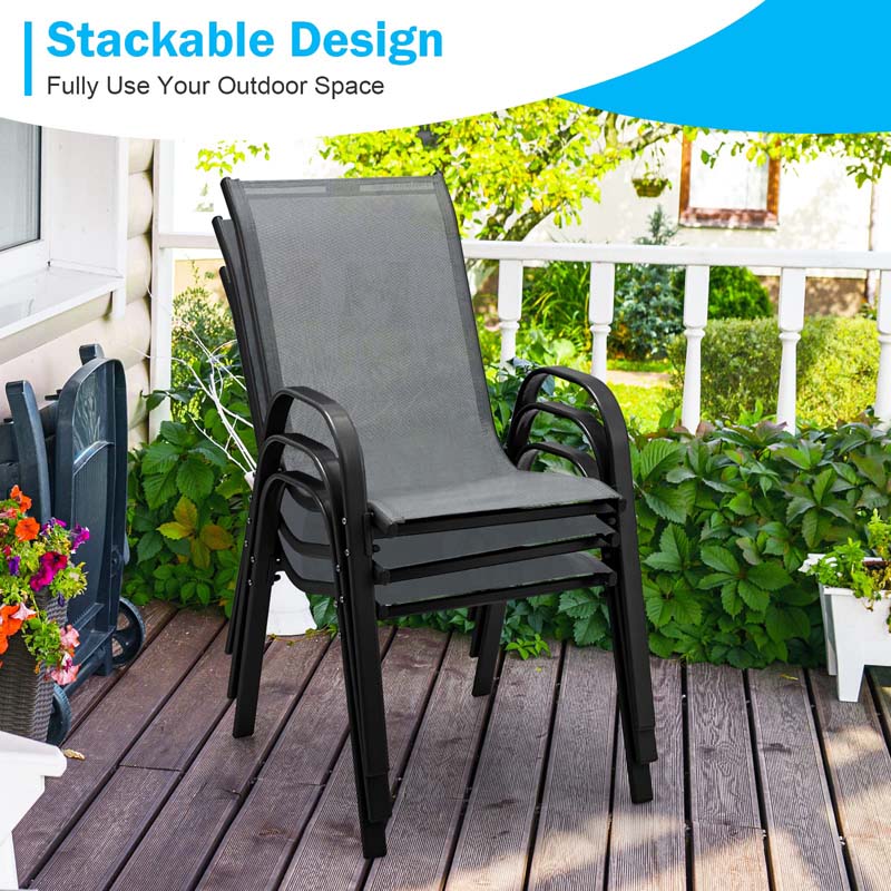 Set of 4 Outdoor Stackable Dining Chairs with Breathable Fabric, All Weather Patio Dining Chairs - Product image 4
