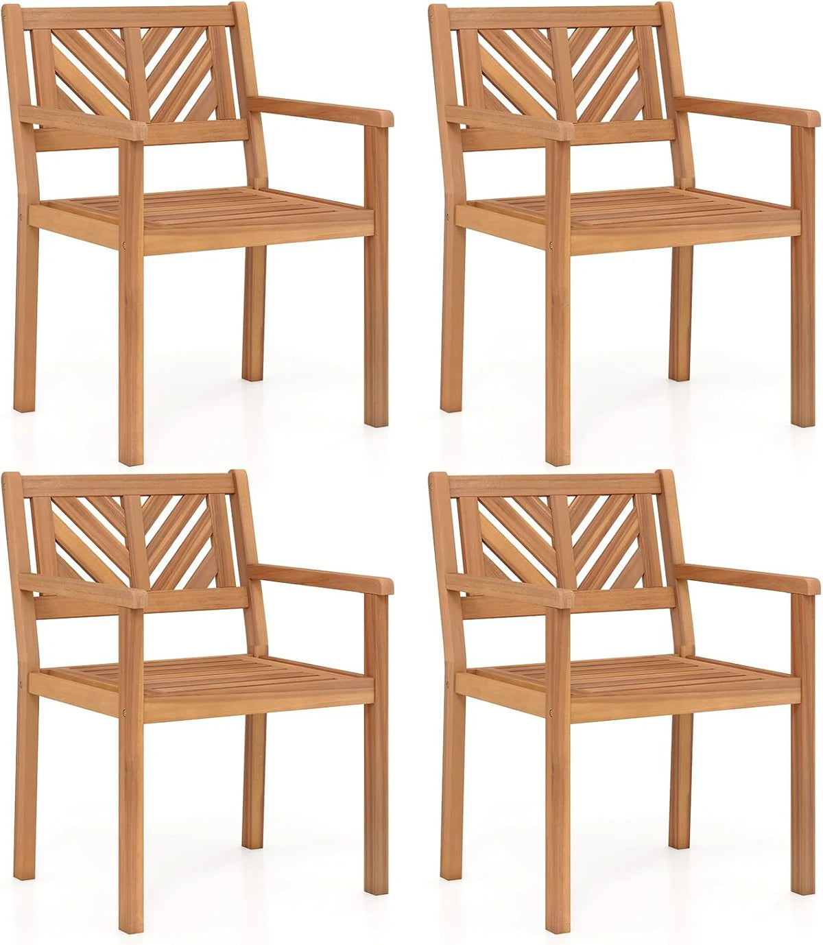 Tangkula Acacia Wood Patio Dining Chairs Set of 2/4 Heavy-Duty Wooden Armchairs for Porch - Product image 10