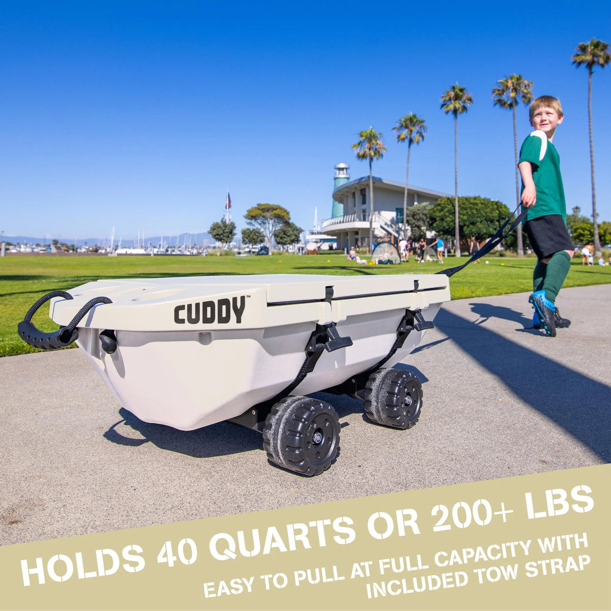 Cuddy 40 QT Floating Cooler and Dry Storage Vessel with Cuddy Crawler Wheel Kit - Navy - Product image 14