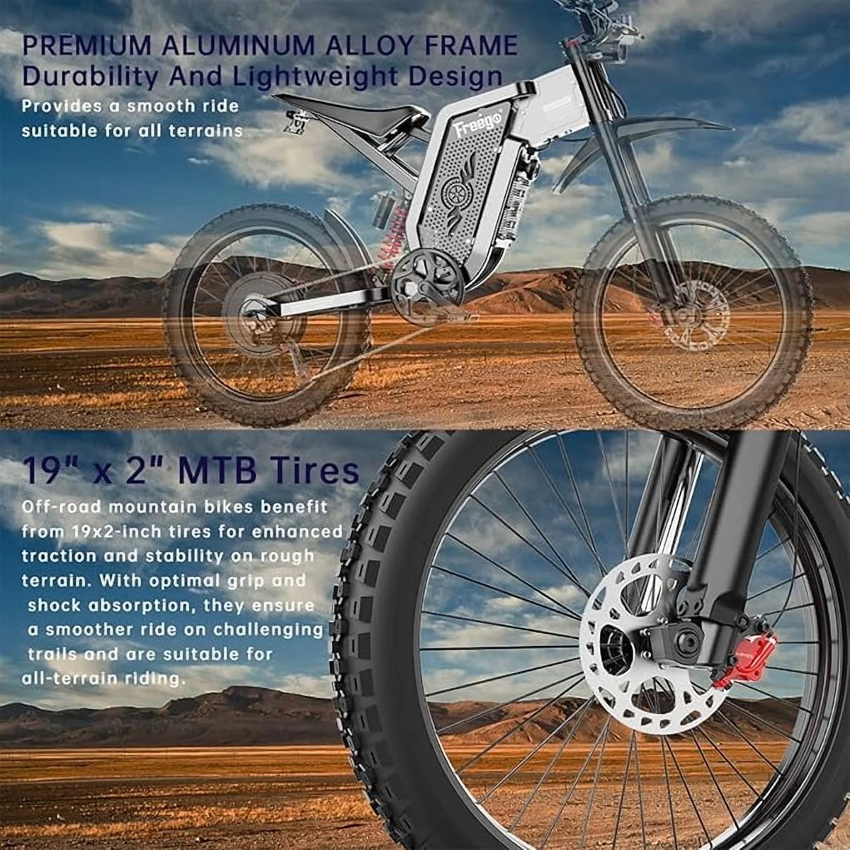 Freego X2pro 6000W(Peak)Motor 60V 30ah Battery Electric Motorcycle for Adults, Electric Dirt Bike Teens - Product image 9