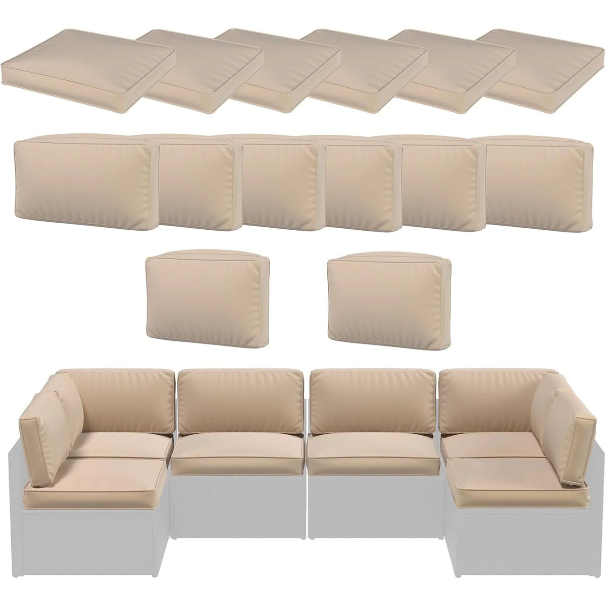 AECOJOY Outdoor Cushions for Patio Furniture 14PCS Outdoor Cushion Covers Replacement Washable with Zipper - Product image 9