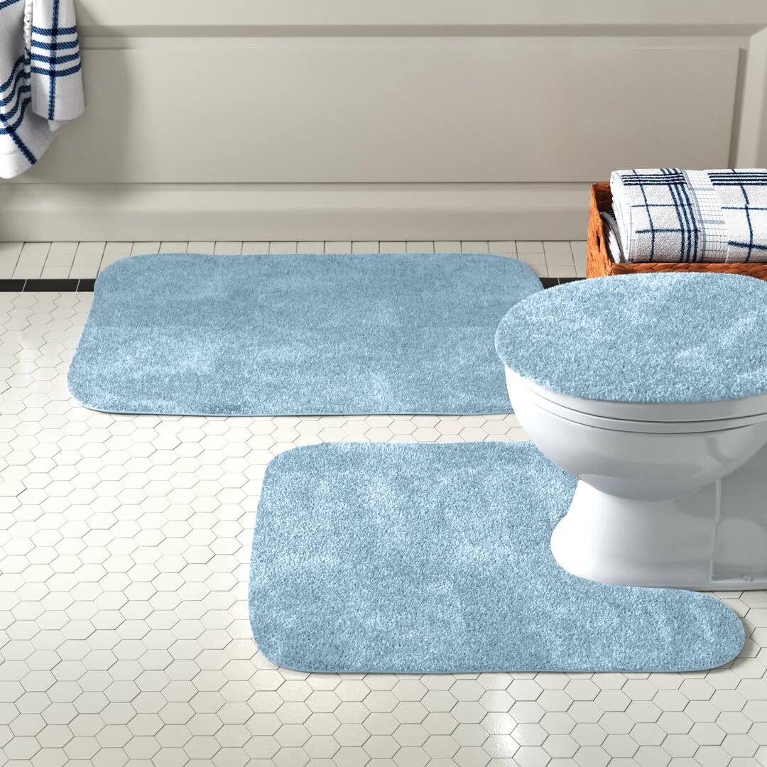 Rufford 3 Piece Bath Rug Set Charlton Home Color: Basin Blue - Product image 1