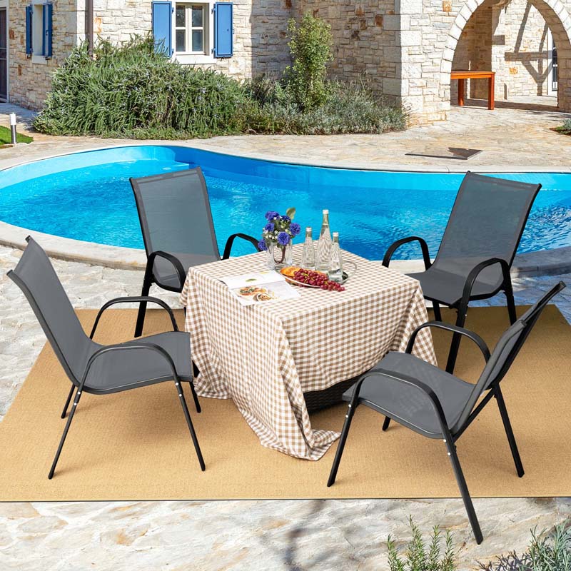 Set of 4 Outdoor Stackable Dining Chairs with Breathable Fabric, All Weather Patio Dining Chairs - Product image 3