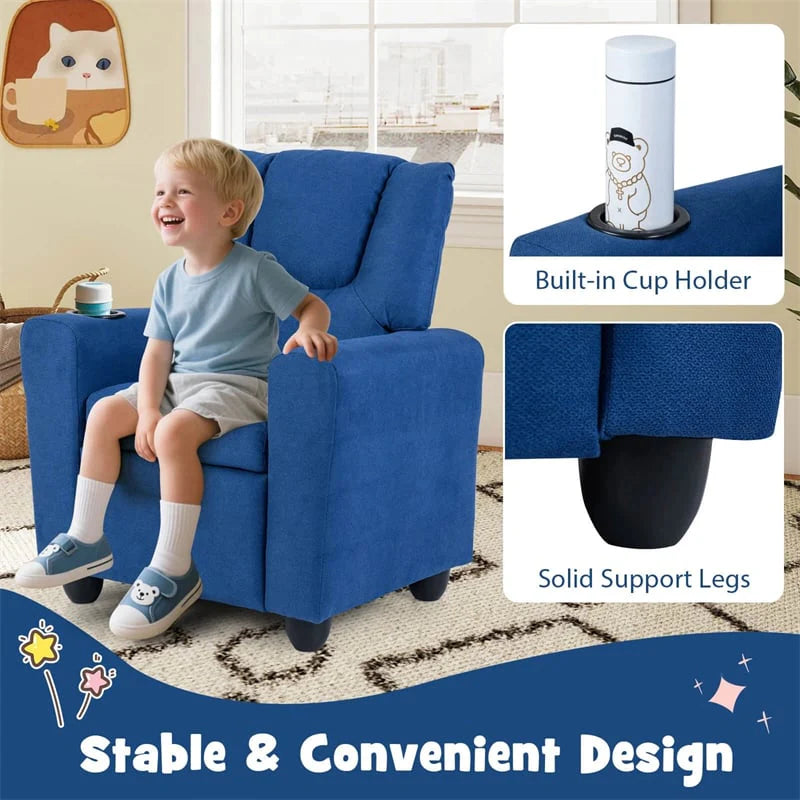 Kids Recliner Chair with Cup Holder & Side Pocket, Adjustable Toddler Lounge Sofa - Product image 95