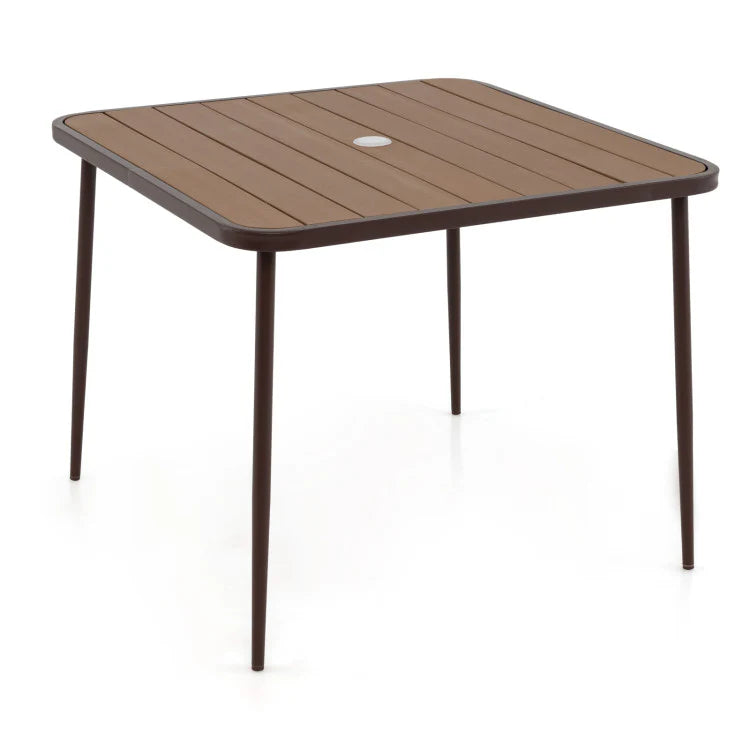 5 Pieces Patio Dining Set, 4 Cushioned Rattan Armchairs & Square Table with Wood-Plastic Tabletop & - Product image 5