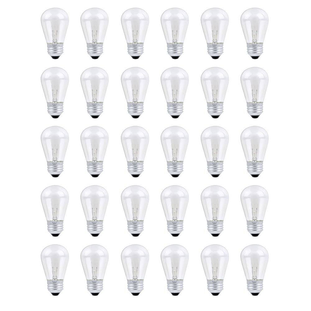 30 Pack S14 Outdoor String Light Bulbs Set 120V 11W Clear Outdoor Patio Vintage Light Shatterproof Bulbs