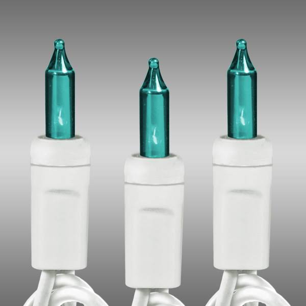 21 ft. - White Wire - Christmas Mini Light String - (100) Teal Bulbs - 2.5 in. Bulb Spacing - Product image 1